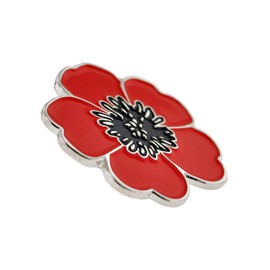 PinMart Poppy Flower Remembrance Memorial Day Enamel Lapel Pin with Magnetic Backing - Patriotic Decorations for Mens Suits - Single or Bulk Poppies For Memorial Day