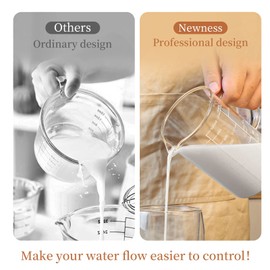 Newness Glass Measuring Cup with Handle, 700 ML (0.7 Liter, 2 3/4 Cup) Measuring Cup with Three Scales (OZ, Cup, ML/CC) and V-Shaped Spout, Measuring Beaker for Kitchen or Restaurant, Easy to Read
