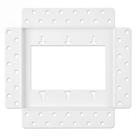 3-Gang Flush Drywall Receptacle Mount - Seamless Mud-In Wall Plate Bracket for Electrical Outlets & Switches - Modern Minimalist Recessed Outlet Box Mount for Home & Commercial, White (1, 3-Gang)