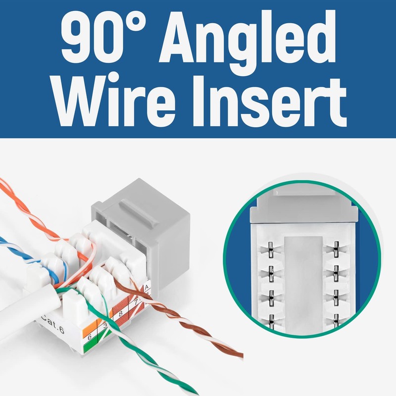 Everest Media Solutions 90° Angled CAT6 Keystone Jack in Grey