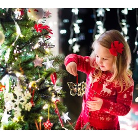 FLYAB Butterfly Flower Faith Christmas Ornament Religious Jesus Nativity Ornaments for Christmas Tree Decorations Cross God Christian Xmas Tree Hanging Gifts for Women Girls Sisters