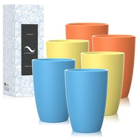 PYRMONT Wheat Straw Sets of 6, Reusable Plstic Cup Sets in 20oz, Campping & Kids' Cup Sets, Mirc Safe