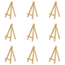 Mini Wooden Easels Display - 3Inch Mini Easel & Canvas Collection, Mini Natural Wood Display Easel (Pack of 9 Easels)