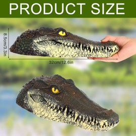 Pond Floating Fake Alligator Head Crocodile Fake Head for Decorations Outdoor Pools Float Fake Gator Head Deterrent Ducks for Koi Pond Decoration and Protection, 12.6x5.51x3.34 Inch