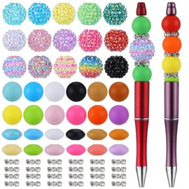 WEWAYSMILE Pack of 113 Burning Beads for Pens, Resin Rhinestone Beads, 20 mm Bubblegum Beads for Pearl Pen, Key Chain and Jewellery Making