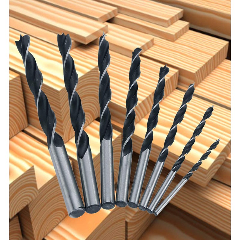 Wood Brad Point Drill Bit Set 3/8 in. 10Pcs Spur