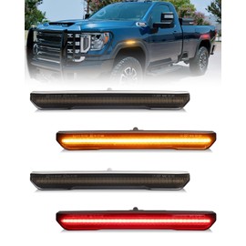 LED Side Marker Lights for GMC Sierra 2500HD 3500HD 2020-2024, Pickup Truck Front & Rear Side Marker Lamps Assembly Kit, Smoked Lens Amber Red LED Side Fender Parking Turn Signal Lights, 4PCS