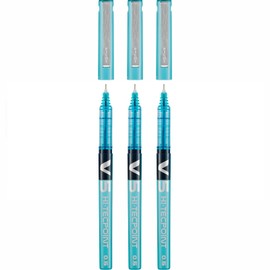 Pilot V5 Hi-Tecpoint Liquid Ink Rollerball Pen Pack of 3 Thin Turquoise Paste