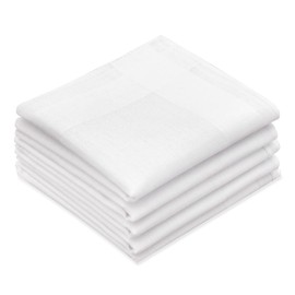 GBS Men's Cotton Handkerchiefs, Solid Color Pocket Square Hankies with Stripe - White
