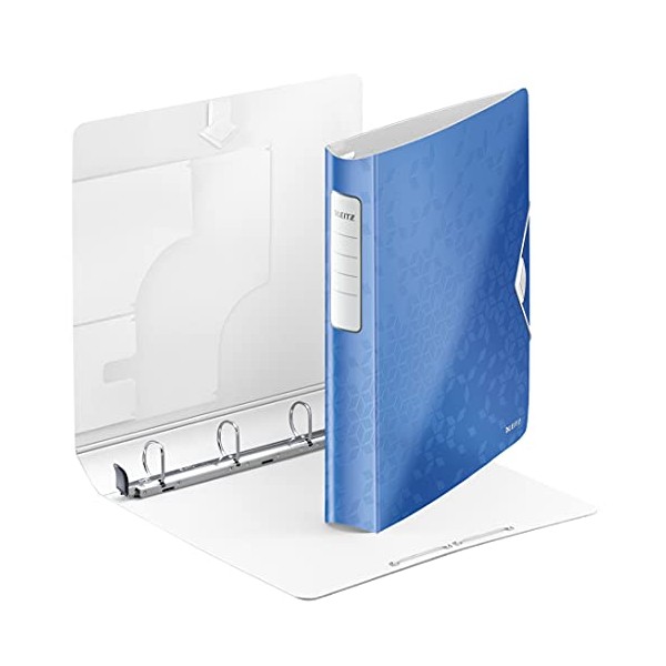 Leitz 4 Ring Binder, Holds up to 190 Sheets, Wow Range, 30 mm Spine, 42400036 - A4, Blue Metallic
