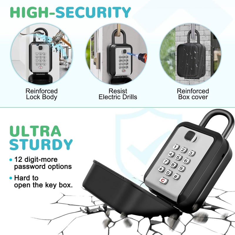 KTUEOV Key Safe with Number Code, 12 Digit Key Safe