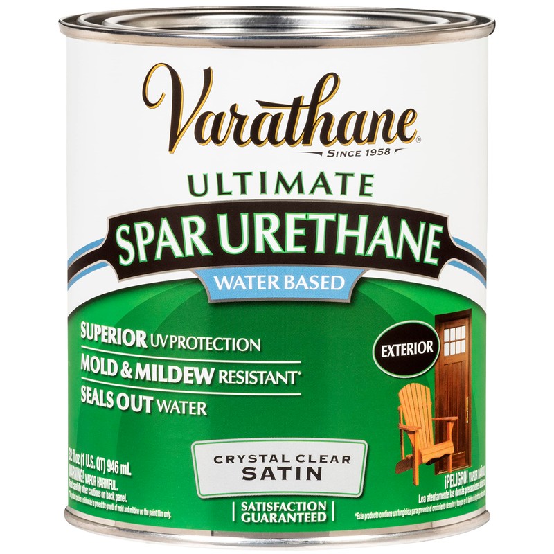 Varathane 250241H Ultimate Water-Based Spar Urethane, Quart, Crystal Clear Satin