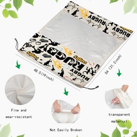 JYTAPP Rugby Drawstring Bag Rugby Sport Equipment Drawstring Storage Pouch Dirty Clothes Travel Organizer Rugby Player Gift (Beige)