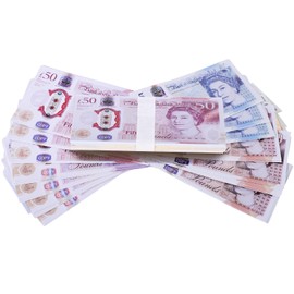 Prop Money,Educational Fake Money, 5 10 20 50 Pretend Money Notes for Role Play Shop Till Bank Cash, Post Office Set (With "Copy" Watermark) (100 PCS)