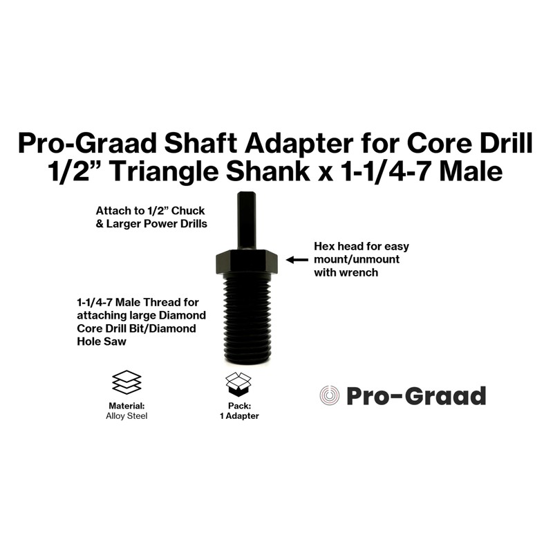 Pro-Graad Shaft Adapter for Core Drill Hole Saw, 5/8"-11 Female