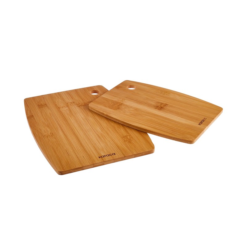 Karaca Bade Bamboo Chopping Board Set - 2-Piece Wooden Cutting