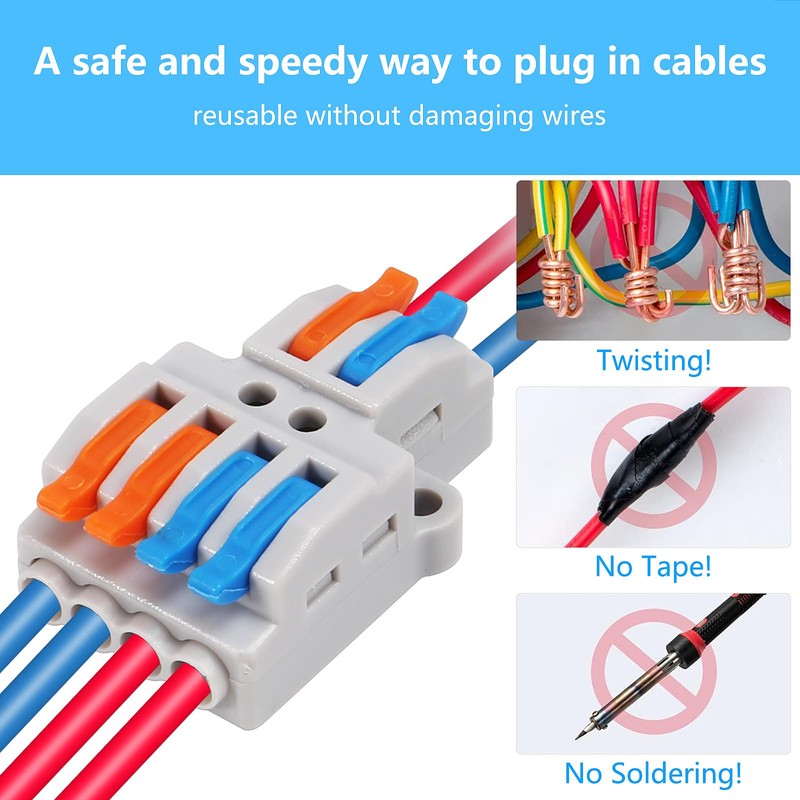 MELIFE 10PCS Lever Wire Connectors, 2 in 6 Out Quick