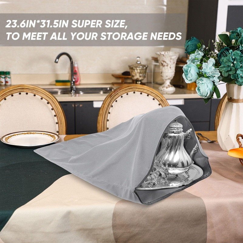 LEIFIDE Silver Storage Bags Oversized 24 x 30 Zipper Anti