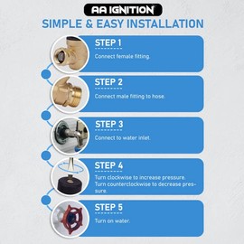 RV Water Pressure Regulator with Gauge Adjustable 3/4" Water Hose Valve - RV Camper Water Pressure Regulator, Trucks, Trailer - Trailer Water Pressure Gauge