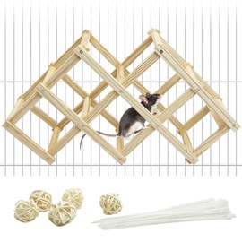 VCEPJH Wooden Rat Climbing Toys Natural Collapsible Hamster Ladder Hanging Rat Cage Accessories Gerbil Toys for Mice Squirrels Guinea Pigs Chinchillas and Small Animals
