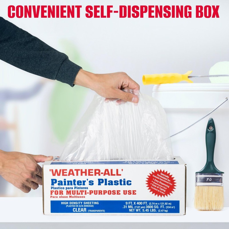 Weather-All Clear Painters Plastic Sheeting 9' x 400' (3600 sq