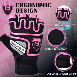 FK by ZM Workout gloves GYM Weight Lifting Gloves for Men & Women, Anti-Slip Palm Protection for Rowing, Exercise, Bodybuilding, Powerlifting and Training Gloves (Pink, XL)