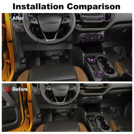 for Bronco Sport Trim Rings, AC Headlight Tune Gear Switch Knob Cover for Ford Bronco Sport 2021 Up Purple Accessories 7pcs(Only for Sport)