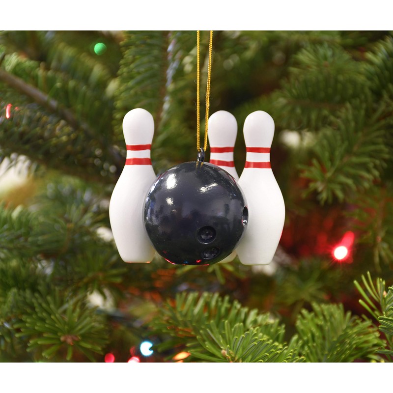 Tree Buddees Bowling Ball and Pins Christmas Ornaments