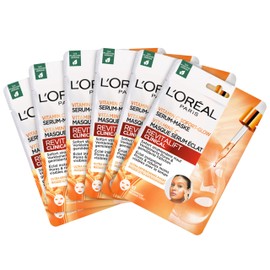 L'Oréal Paris Vitamin C Instant Glow Serum Mask for Radiant Skin and Reduced Pores, Revitalift Clinical, 6 x 26 g