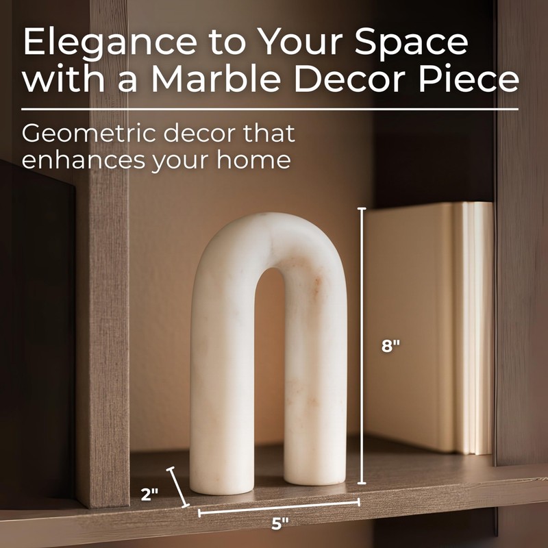 White Marble Arch Decorative Object – Rounded Horseshoe Sculpture Modern