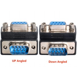 chenyang 2 PACK RS-232 Connectors, EIA RS-232 D-Sub 9-Pin Male to Female 90 Degree Angled Gender Changer Extension Adapter for Monitor and Projector