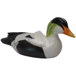Brave Wings Hand Carved Wooden Decoy Duck ~ Common Eider Duck 27cm Long ~ Ornament Sculpture Figurine Statue Unique Table Decoration Home Decor ~ 5255