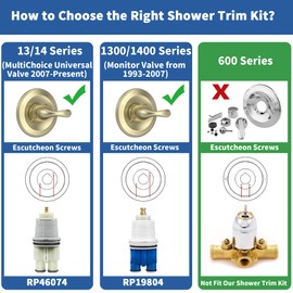 Replacement for D Faucet 13 Series Single-Function Shower Valve Trim Kit, Shower Handle, Brushed Nickel Shower Trim Kit T13020-SS (Cartridge and Valve Not Included)