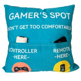 ZUYUROU Gamer Gifts, Pocket Design Throw Pillow Covers 18 x 18 Inch, Gaming Room Décor Stocking Stuffers Easter Basket Stuffers for Teen Boys Girls Men Father Boyfriends-Blue