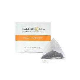 Walters Bay Peach Apricot Tea, 15 Count, Premium, Ceylon Tea, 100% Hand Plucked, FBOP Black Tea, All Natural, Pyramid Bag, Peach Apricot Flavored, Sri Lankan Tea