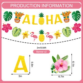 JarThenaAMCS Hawaiian Aloha Party Decorations Tropical Luau Paper Banner Hanging Swirls Honeycomb Centerpieces for Luau Birthday Summer Beach Pool Party Decor