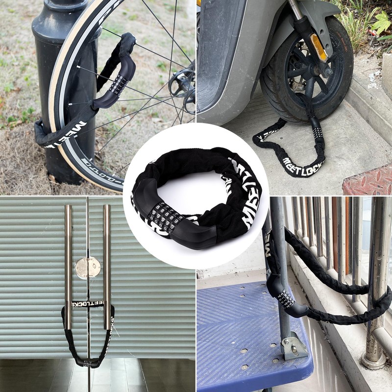MEETLOCKS Bike Chain Lock,3.2 Feet Long 5 Digit Combination High