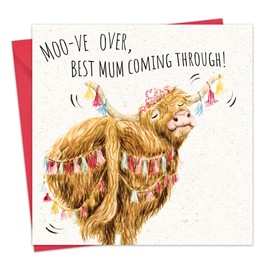 Twizler Funny Mother's Day Card - Scottish Highland Cow - Humour Happy Mothering Sunday Card for Mum Mummy - Scotland