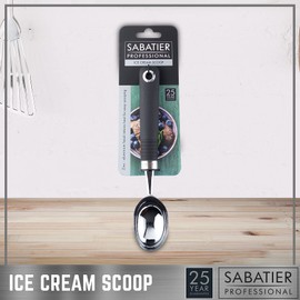 Sabatier Professional Ice Cream Scoop - EasyTo Use Spoon. Strong Stainless Steel Core and Soft Grip Handle. Dishwasher Safe. 25 Year Guarantee.