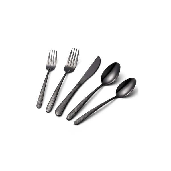 20 Pcs Black Silverware Set, Food-Grade Stainless Steel Flatware Set