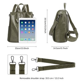 HUA ANGEL Small Anti-Theft Women's Backpack Bag Backpack 2-in-1 Women's Leather Modern Backpacks for City Work Everyday and Travel, Green, Rucksack