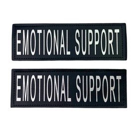 Albcorp Reflective Emotional Support Dog Patch - Set of 2 Tags with Hook Backing for ESA Dog Vest, Harness, or Collar - Emotional Support Dog Patches for Animal Vest.