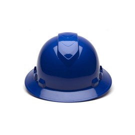 Pyramex Ridgeline Full Brim Hard Hat, Vented, 4-Point Ratchet Suspension, Blue