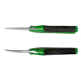 CastleGreens Plant Scissors, 6.5 Inch Pruning Scissors with Straight & Curved Stainless Steel Blades, Designed for Garden and Home (2 Pack-Green)