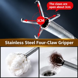 Telescopic Drain Cleaning Tool – Flexible Four-Jaw Pipe Unclogger for Kitchen Sinks, Bathroom Drains and Household Plumbing