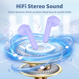 Wireless Earbuds, V5.3 Bluetooth Headphones, 48H Playtime LED Power Display Wireless Charging Case, HiFi Stereo Deep Base Earphones IPX7 Waterproof Ear Buds with Built-in Mic for Workout/Home/Office