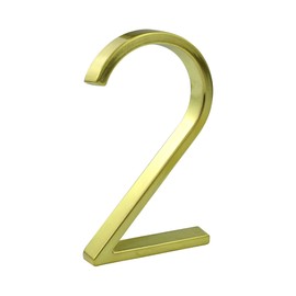 Hasware Floating House Number Sign, 12 cm, Modern Door Numbers, Signage, Plaque, Street, Home Address, Numbers (Golden, 2)