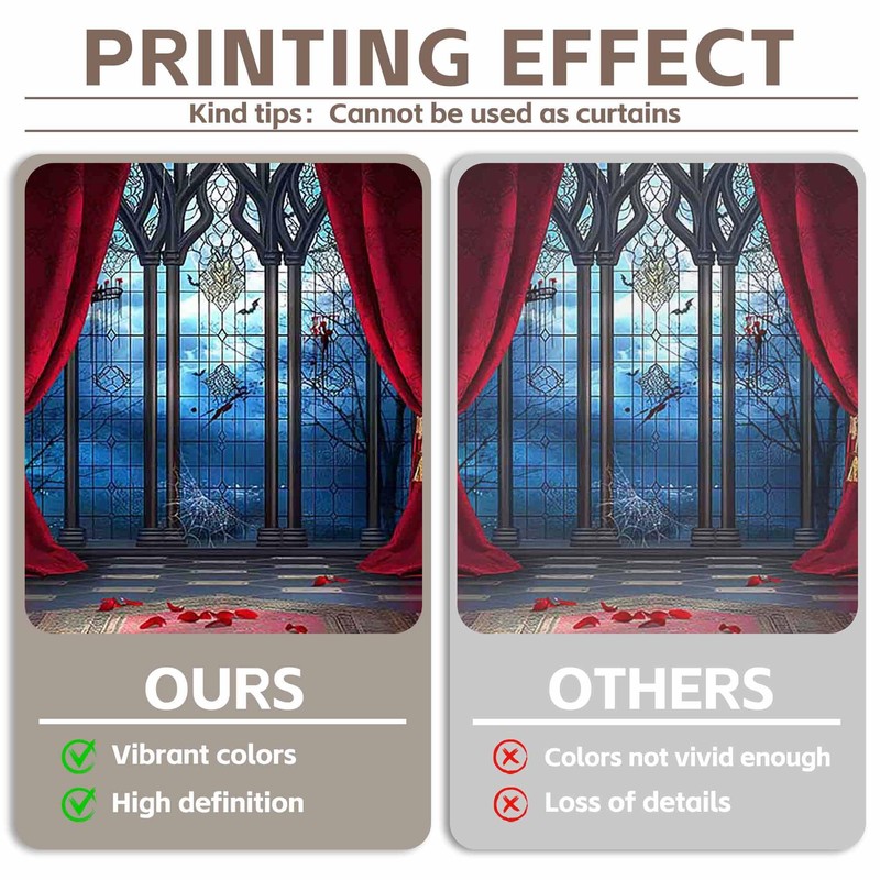 YCUCUEI 7x5ft Fabric Halloween Vampire Medieval Castle Backdrop Gothic Window