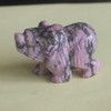 Hand Carved Mixed Gemstone Crystal Bear Figurine Animal Carving (Rhodonite)