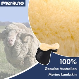 Merauno® Lambs wool Saddle Seat Cover Made of Merino Lambs wool for Optimal Comfort with Adjustable Touch Fasteners Strap Fits All English Saddles Colour: Natural, Black, Brown, Charcoal